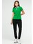 Yeşil Slim Fit Basic 100% Pamuk Kısa Kol Polo Yaka Kadın Tişört SF0684 5