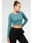 Nefti Slim Fit Pamuklu O Yaka Crop Top Kaşkorse Kadın Tişört SF-0760 4