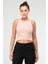 Pudra Slim Fit Pamuklu Açık Yaka Crop Top Kaşkorse Kadın Tişört SF-0751 1