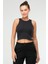 Füme Slim Fit Pamuklu Açık Yaka Crop Top Kaşkorse Kadın Tişört SF-0751 1