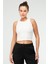 Krem Slim Fit Pamuklu Açık Yaka Crop Top Kaşkorse Kadın Tişört SF-0751 1