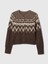 Kadın Kahverengi Fair Isle Desenli Crop Hırka 2