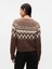 Kadın Kahverengi Fair Isle Desenli Crop Hırka 5