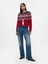 Kadın Bordo Fair Isle Desenli Crop Hırka 4