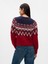 Kadın Bordo Fair Isle Desenli Crop Hırka 5