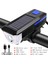 LED Solar Güneş Enerjili Kornalı Powerbankli Su Geçirmez USB Şarjlı Bisiklet Farı 3 Modlu (Mavi) 2