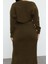 Kadın Moda Şık Büyük Beden Midi Boy Kalp Yaka Fitted Fitilli Yırtmaçlı Triko Elbise&bolero Takım 5