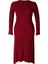 Kadın Moda Şık Büyük Beden Midi Boy Bisiklet Yaka Fitted Bordo Fitilli Triko Elbise 1