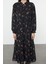 Kadın Moda Şık Tesettür Uzun Dik Yaka Oversize Çıtır Çiçek Desenli Yaka Detaylı Dokuma Elbise 1