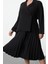 Kadın Moda Şık Büyük Beden Midi Boy Ceket Yaka Relaxed Pilise Etekli Dokuma Büyük Beden Ceket Elbise 2