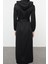 Kadın Moda Şık Tesettür Maxi Boy Kapüşonlu Oversize Normal Kalıp Örme Elbise 5