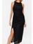 Kadın Moda Midi Boy Halter Yaka Fitted Vücuda Oturan Örme Parıltılı Pullu Örme Payet Abiye Elbise 1