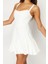 Kadın Mini Boy Fitted Bridal A-Kesim Astarlı Korse Detaylı Biyeli Dokuma Kısa Abiye Gece Elbise 3