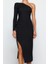 Kadın Moda Şık Midi Boy Asimetrik Yaka Fitted Vücuda Oturan Örme Şık Abiye Elbise 1