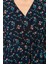Kadın Moda Şık Mini Boy Kruvaze Regular Çiçek Desenli Kuşaklı Astarlı Şifon Dokuma Elbise 5