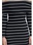 Kadın Moda Midi Boy Carmen Yaka Slim SIYAH001 Çizgili Fitted Vücuda Oturan Fitilli Esnek Örme Elbise 4