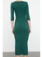 Kadın Moda Maxi Boy Havuz Yaka Slim Fitted Vücuda Oturan Uzun Kollu Bisiklet Yaka Esnek Örme Elbise 5