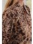 Kadın Moda Şık Maxi Boy Gömlek Yaka Regular Limited Edition Leoparlı Dokuma Elbise 4