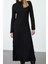 Kadın Moda Şık Maxi Boy Bisiklet Yaka Regular Düz Dokulu A-Line Esnek Örme Elbise 2