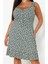 Kadın Büyük Beden Mini Boy Kare Yaka Fitted Çiçek Desenli Düğmeli Yazlık Örme Elbise TBBSS23AH00240 3
