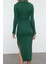 Kadın Moda Şık Midi Boy Polo Yaka Slim Fake Triko Vücuda Oturan Fitilli Esnek Örme Kalem Elbise 4