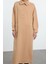 Kadın Moda Şık Tesettür Uzun Dik Yaka Oversize Önü Çıtçıtlı Cep Detaylı Örme Elbise 2