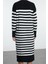 Kadın Moda Şık Midi Boy Bisiklet Yaka Regular Çizgili Triko Yumuşak Dokulu Elbise 5