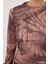 Kadın Moda Şık Maxi Boy Dik Yaka Slim Soyut Bodycone Büzgü Drape Örme Elbise 5