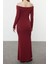 Kadın Moda Şık Maxi Boy Carmen Yaka Slim Renk Bloklu Fitted Vücuda Oturan Esnek Örme Elbise 5