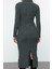 Kadın Moda Şık Maxi Boy Polo Yaka Fitted Düz Bodycone Vücuda Oturan Dokulu Düğme Detaylı Örme Elbise 5