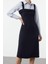 Kadın Moda Şık Mini Boy Gömlek Yaka Regular Çizgili Gömlek Detaylı Vücuda Oturan Dokuma Elbise 2