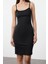 Kadın Moda Şık Mini Boy Kare Yaka Slim Astarlık 2li Paket Askılı Vücuda Oturan Örme Elbise 4