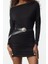 Kadın Moda Şık Mini Boy Asimetrik Yaka Slim Bodycone Vücuda Oturan Örme Elbise 2