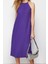 Kadın Moda Şık Midi Boy Halter Yaka Relaxed Shift Düz Sıfır Kol Piliseli Örme Elbise 3