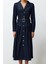 Kadın Moda Şık Maxi Boy Gömlek Yaka Oversize Kemerli Denim Elbise 1
