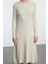 Kadın Moda Şık Midi Boy Dik Yaka Oversize Geniş Kalıp Triko Süveterli Elbise 1