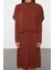 Kadın Moda Şık Midi Boy Dik Yaka Oversize Triko Süper Geniş Kalıp Süveterli Elbise 1