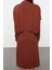 Kadın Moda Şık Midi Boy Dik Yaka Oversize Triko Süper Geniş Kalıp Süveterli Elbise 5