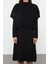 Kadın Moda Şık Midi Boy Dik Yaka Oversize Triko Süper Geniş Kalıp Süveterli Elbise 1