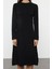 Kadın Moda Şık Midi Boy Dik Yaka Oversize Triko Süper Geniş Kalıp Süveterli Elbise 4