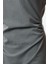 Kadın Moda Şık Mini Boy Bisiklet Yaka Slim Düz Vücudu Saran Drape Detaylı Dokuma Elbise 4
