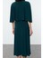 Kadın Moda Şık Maxi Boy V Yaka Regular Düz Düz Pelerinli Esnek Örme Elbise 5