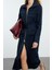 Kadın Moda Midi Boy Gömlek Yaka Regular Fermuarlı Cep Detaylı Gabardin Kumaş Dokuma Gömlek Elbise 4