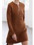 Moda Stil Regular Bisiklet Yaka Mini Boy Limited Edition Aksesuar Detaylı Süet Kışlık Dokuma Elbise 2