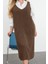 Moda Stil Fitted V Yaka Midi Boy Büyük Beden Jile Triko Elbise 1