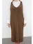 Moda Stil Fitted V Yaka Midi Boy Büyük Beden Jile Triko Elbise 2