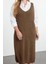 Moda Stil Fitted V Yaka Midi Boy Büyük Beden Jile Triko Elbise 4