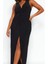 Moda Stil Fitted V Yaka Midi Boy Büyük Beden Yırtmaçlı Örme Elbise 2