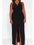 Moda Stil Fitted V Yaka Midi Boy Büyük Beden Yırtmaçlı Örme Elbise 3