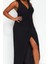 Moda Stil Fitted V Yaka Midi Boy Büyük Beden Yırtmaçlı Örme Elbise 4